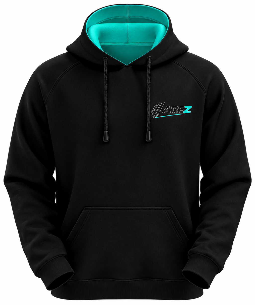 ARFZ Signature Hoodie – Black & Teal Micro Fleece